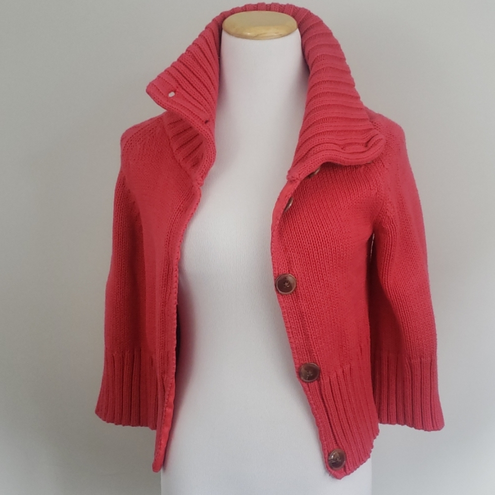 Coral Cropped Cardigan